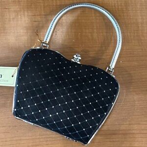 Joy Collection Blk Eve Clutch Bag Sparkly Dots "U" Handle Faux Diamond Closure